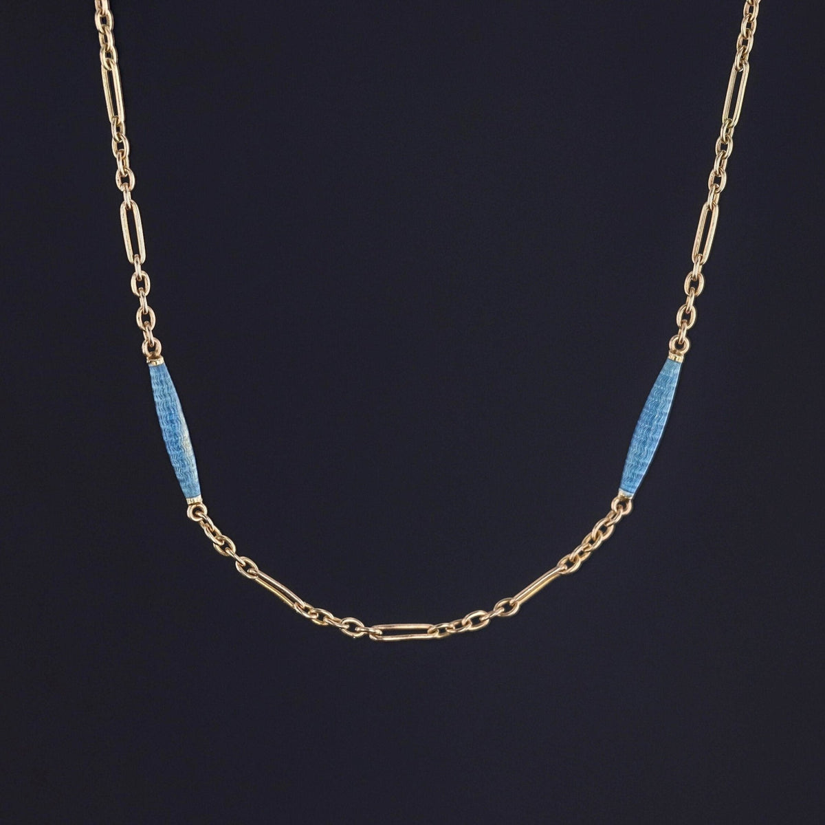 Antique Enamel Watch Chain of 14k Gold - Trademark Antiques