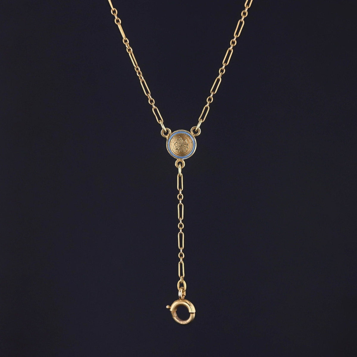 Antique Enamel Watch Chain of 14k Gold - Trademark Antiques
