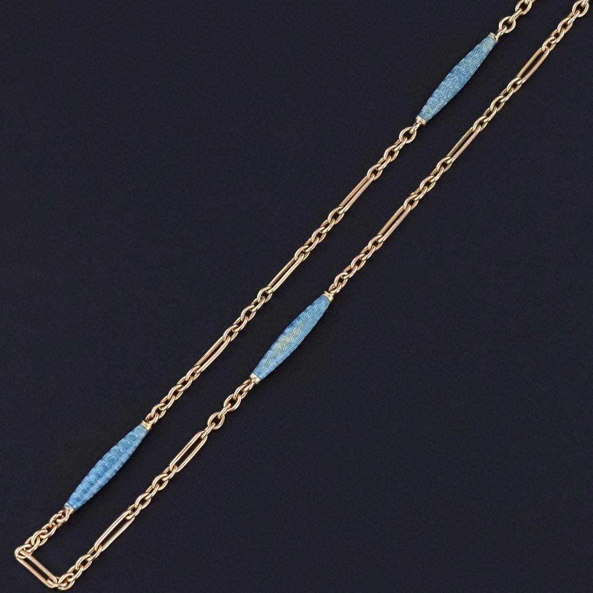 Antique Enamel Watch Chain of 14k Gold - Trademark Antiques