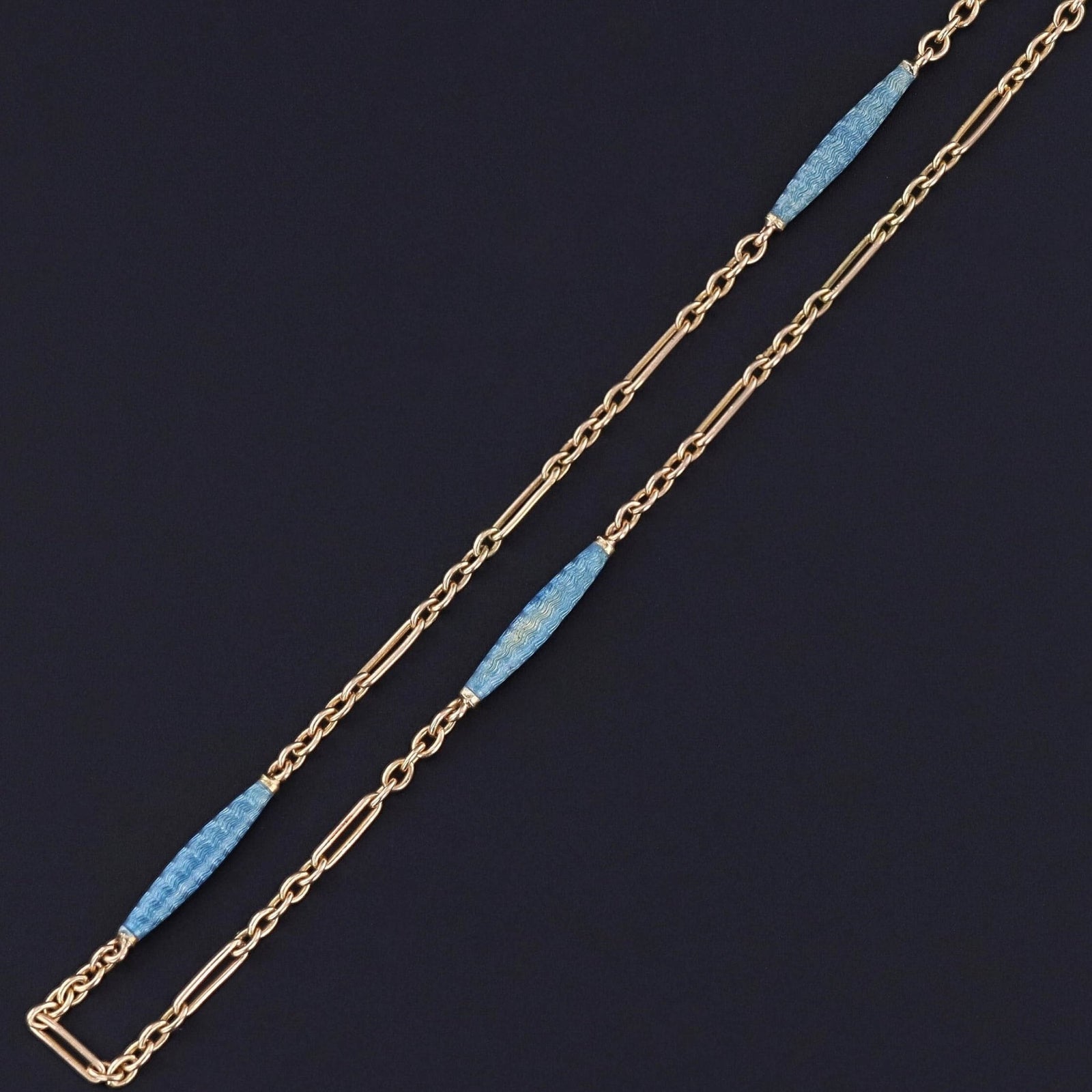 Antique Enamel Watch Chain of 14k Gold - Trademark Antiques