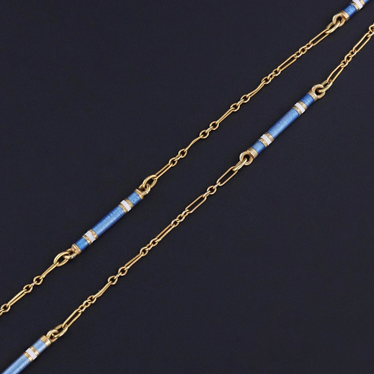 Antique Enamel Watch Chain of 14k Gold - Trademark Antiques