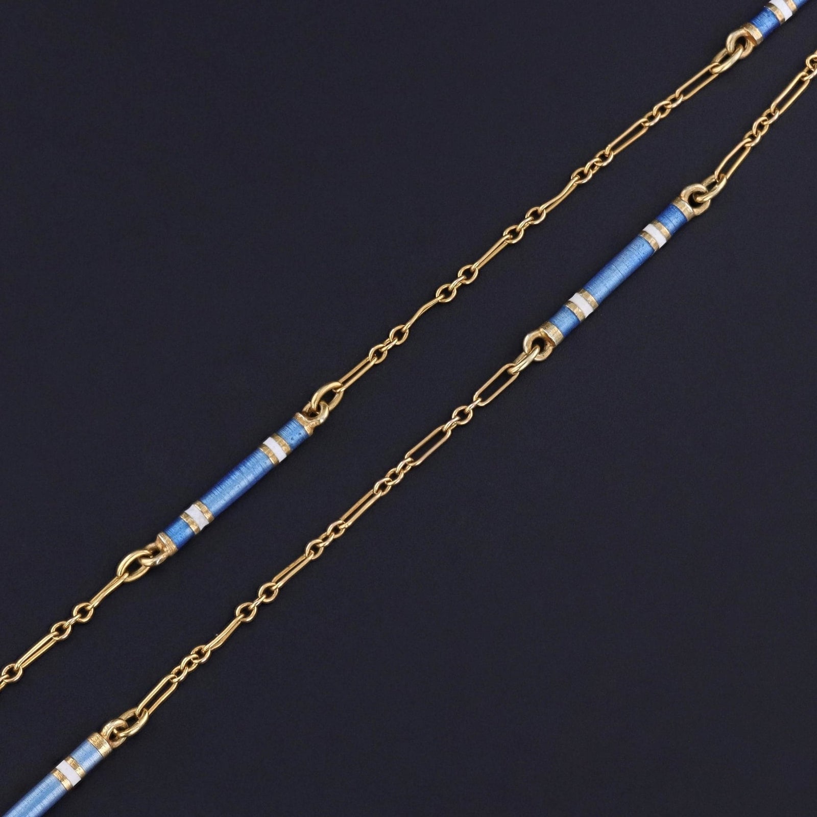 Antique Enamel Watch Chain of 14k Gold - Trademark Antiques