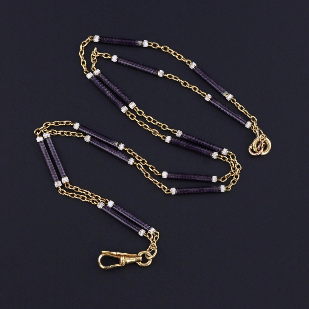 Antique Enamel Watch Chain of 18k Gold - Trademark Antiques
