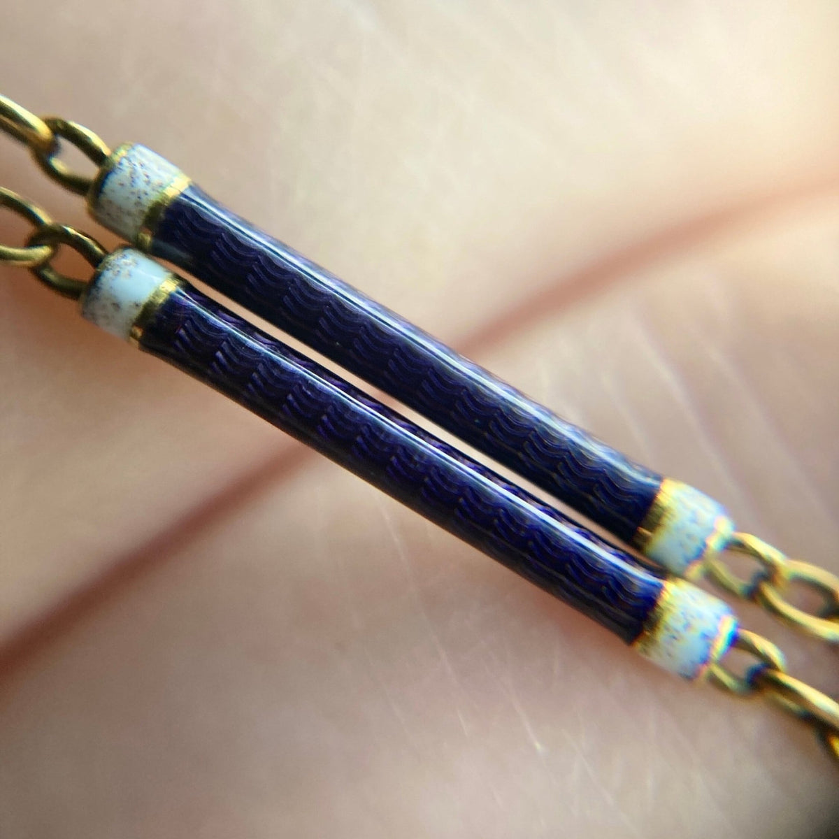 Antique Enamel Watch Chain of 18k Gold - Trademark Antiques