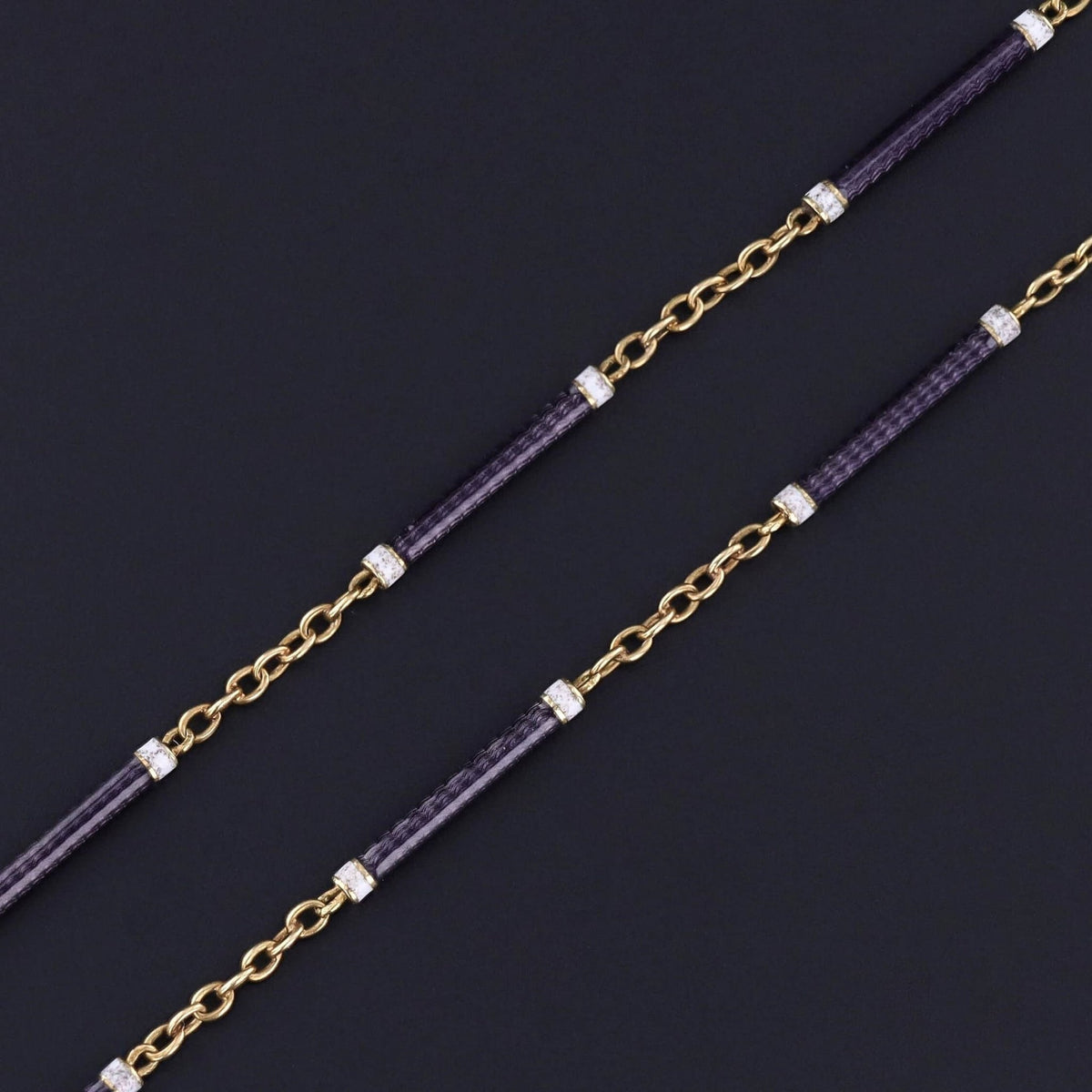 Antique Enamel Watch Chain of 18k Gold - Trademark Antiques