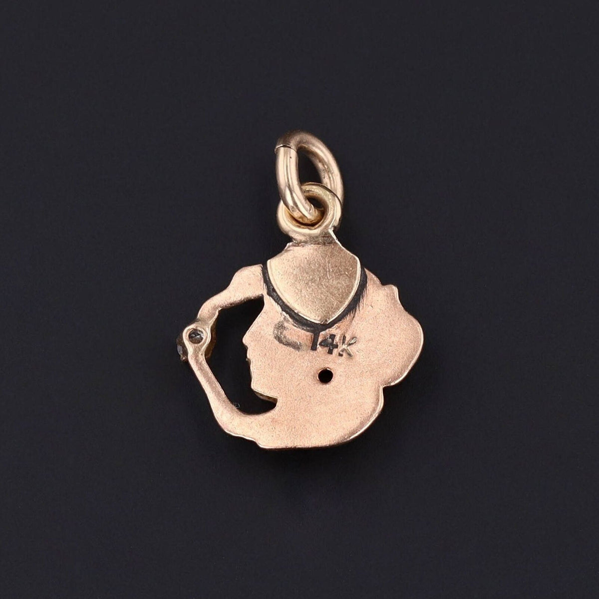 Antique Enamel Woman Charm of 14k Gold - Trademark Antiques