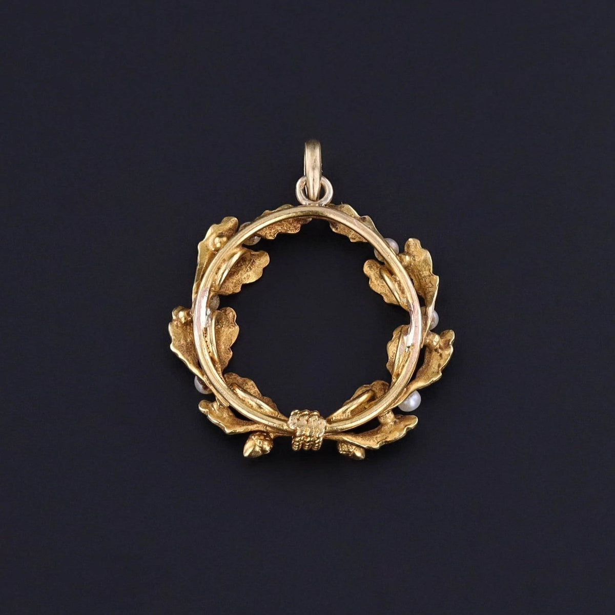Antique Enamel Wreath Pendant of 14k Gold - Trademark Antiques