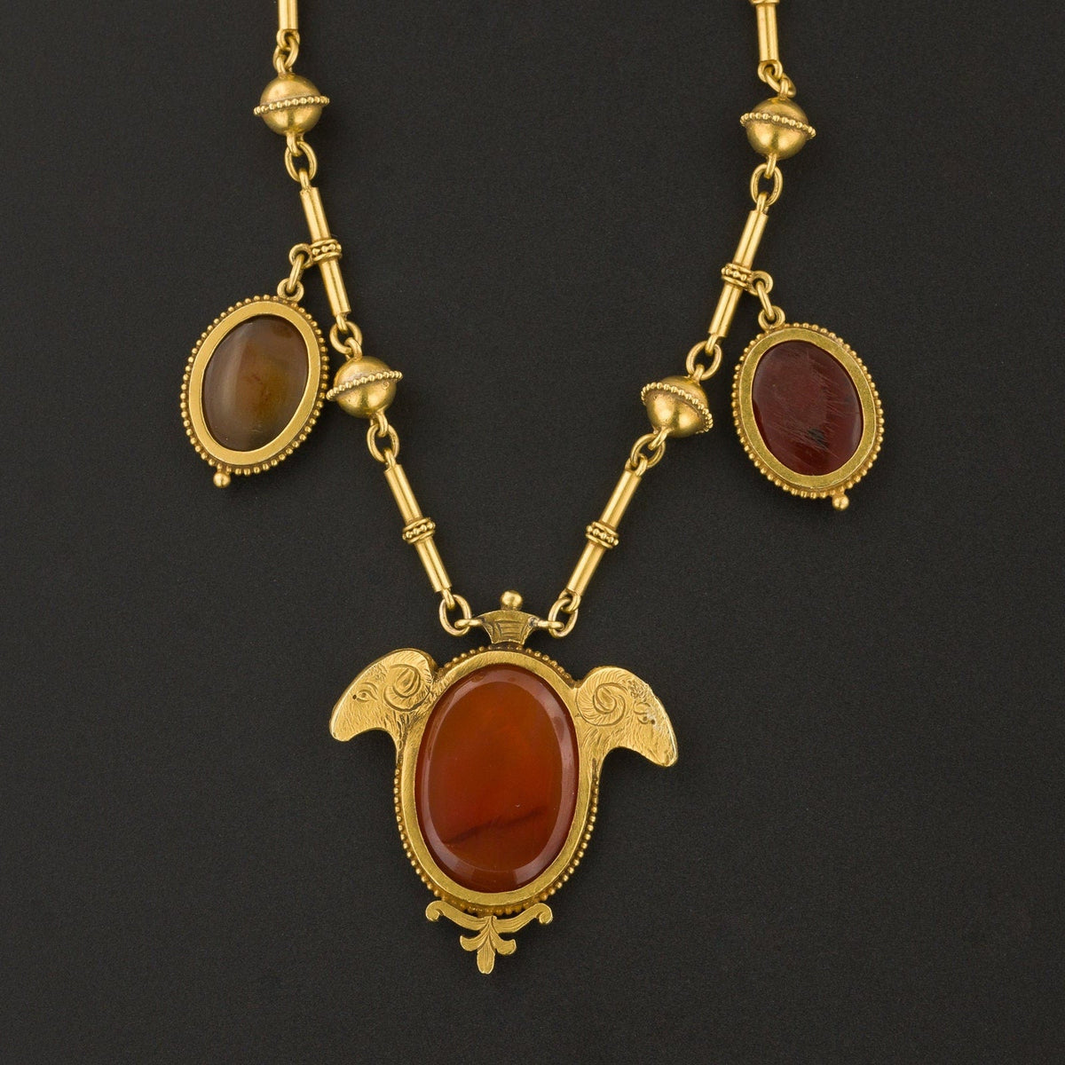 Antique Etruscan Revival Intaglio Necklace of 18k Gold - Trademark Antiques