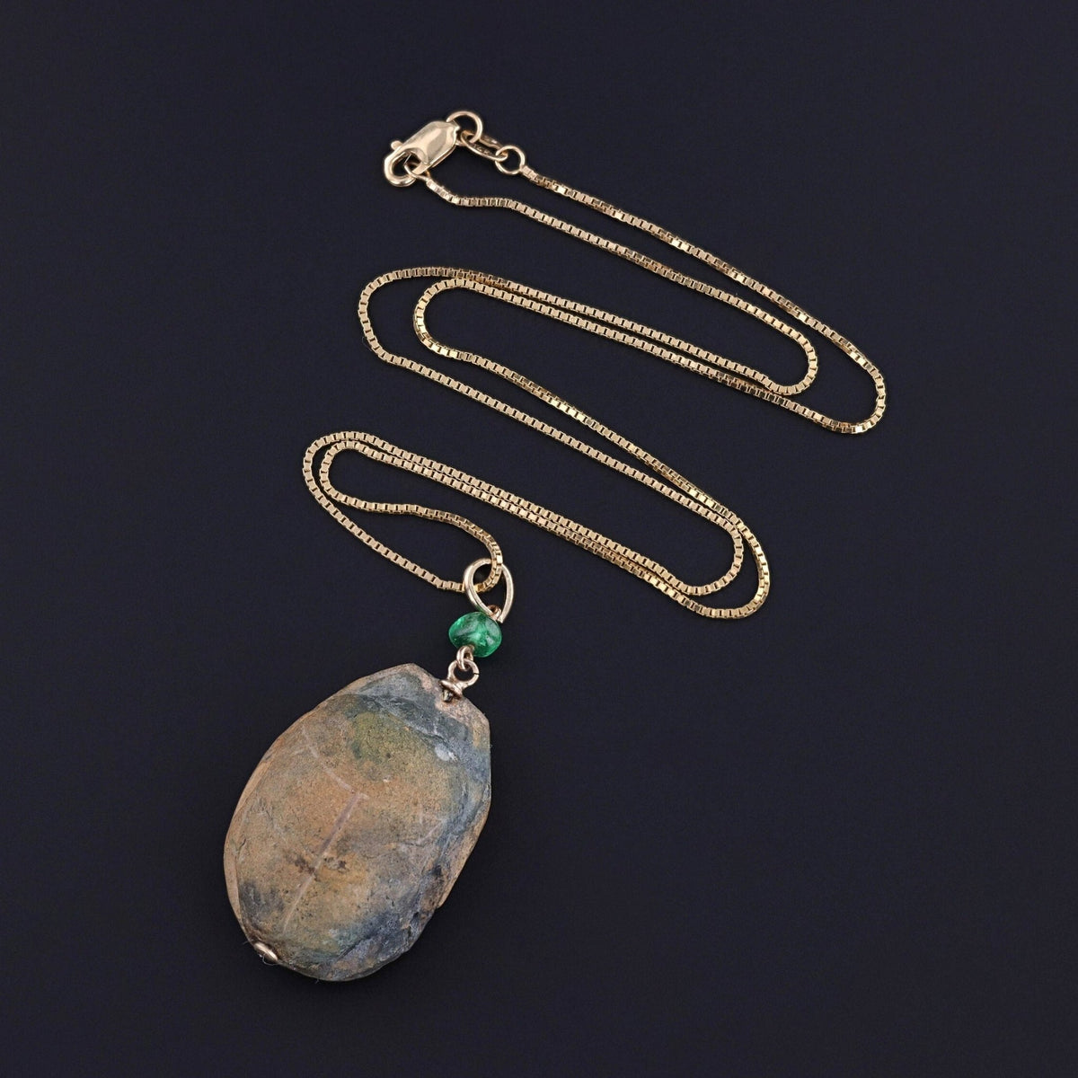 Antique Faience Scarab Necklace of 14k Gold - Trademark Antiques