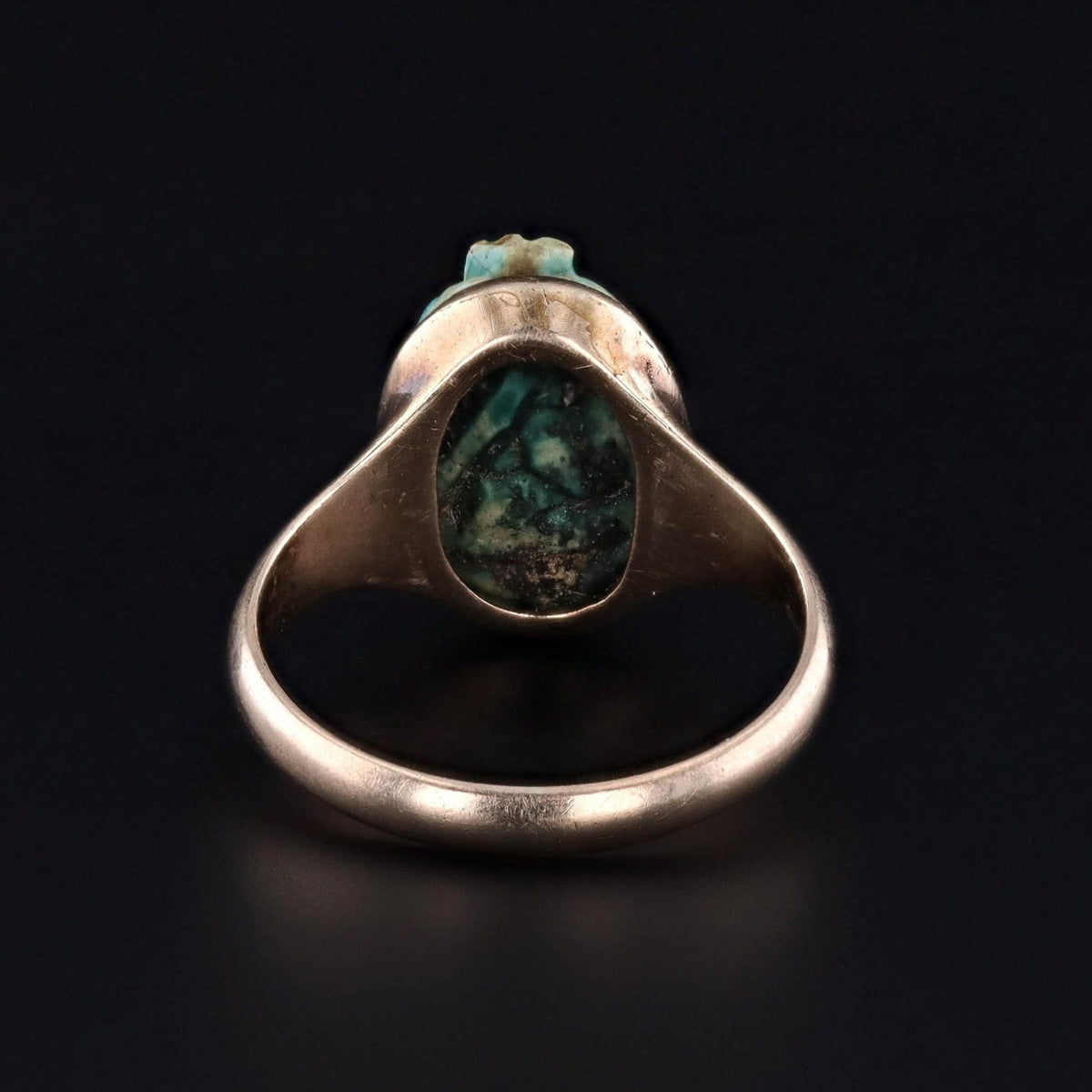 Antique Faience Scarab Ring of 9ct Gold - Trademark Antiques