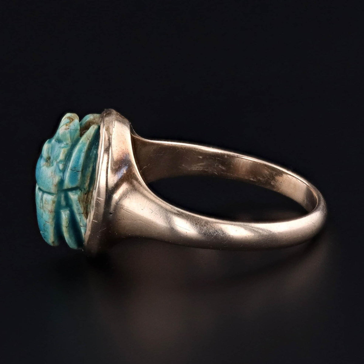 Antique Faience Scarab Ring of 9ct Gold - Trademark Antiques