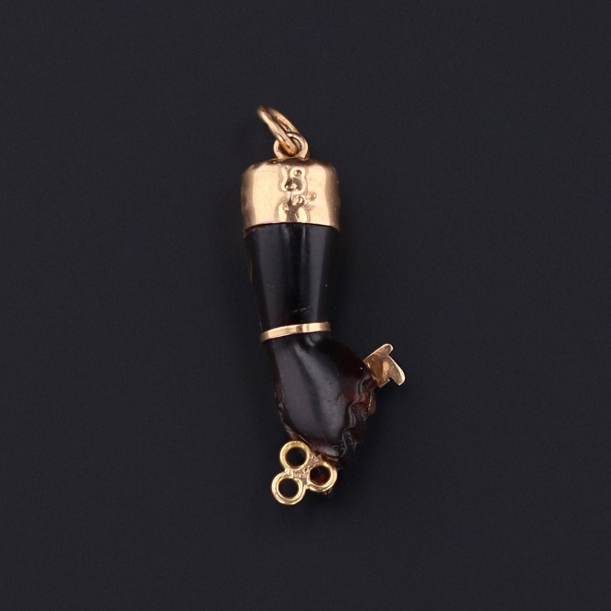 Antique Figa Charm | 14k Gold Hand Holding Key Charm - Trademark Antiques