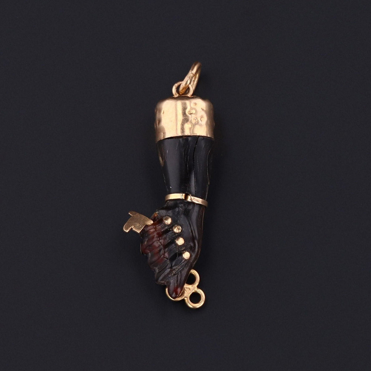 Antique Figa Charm | 14k Gold Hand Holding Key Charm - Trademark Antiques
