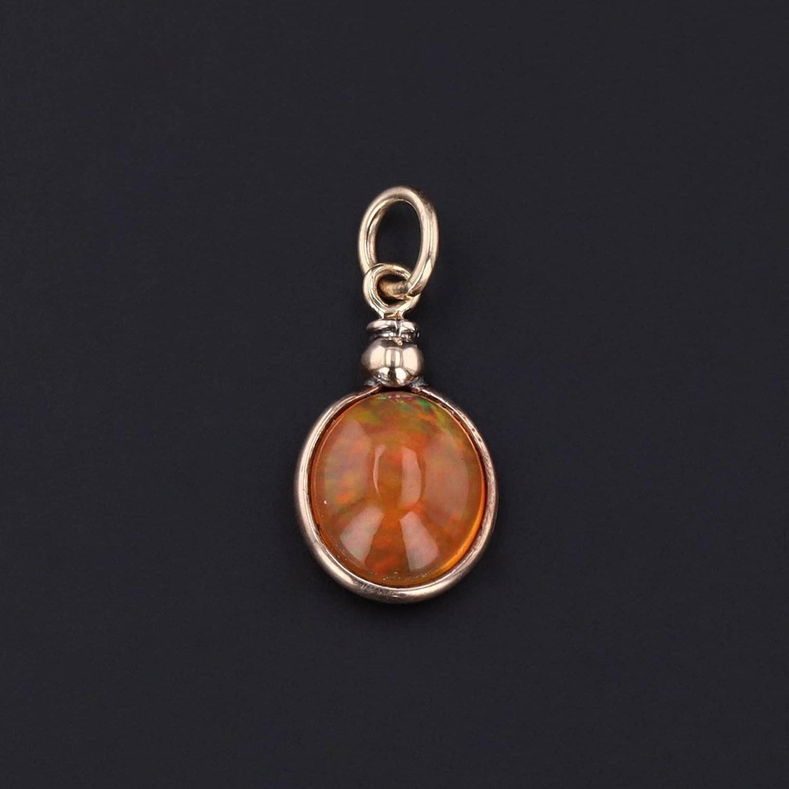 Antique Fire Opal Conversion Charm of 14k Gold - Trademark Antiques