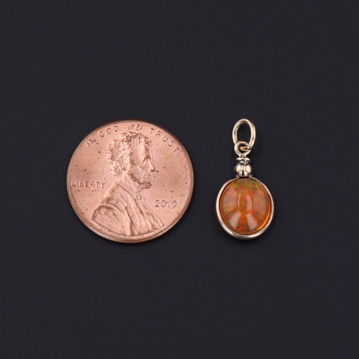 Antique Fire Opal Conversion Charm of 14k Gold - Trademark Antiques