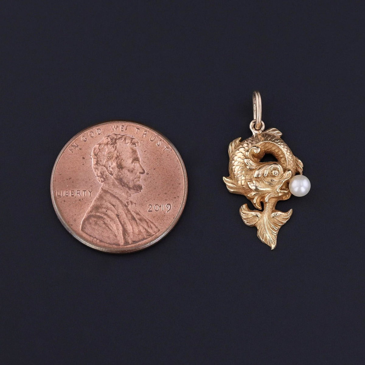 Antique Fish Charm of 18k Gold - Trademark Antiques