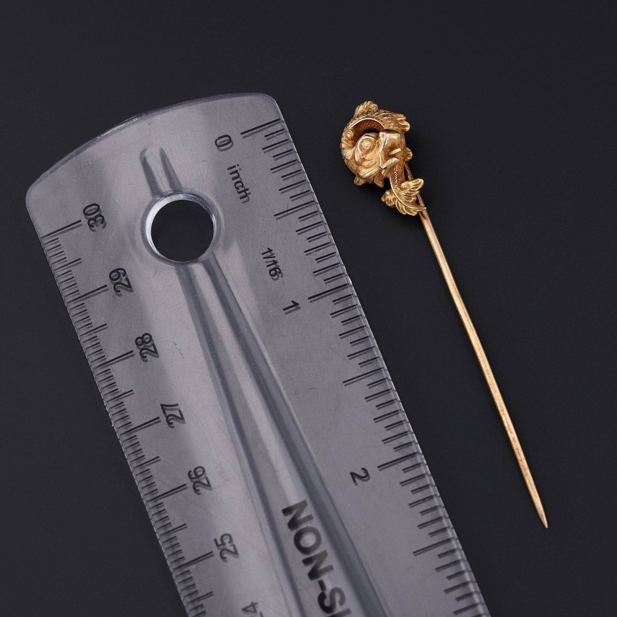 Antique Fish Stickpin | Gold Fish Pin - Trademark Antiques