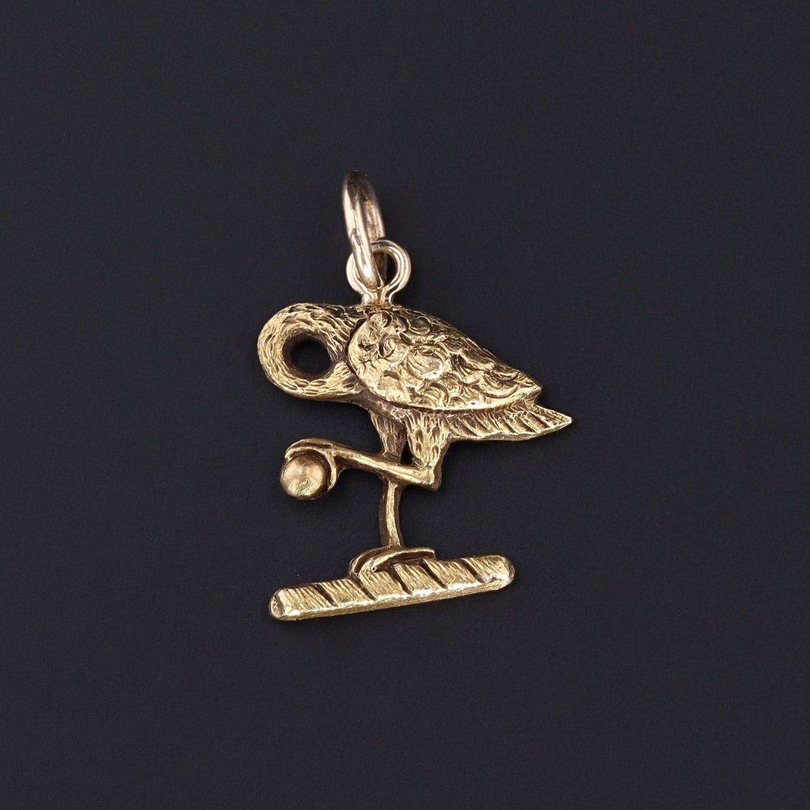 Antique Flamingo Charm of 14k Gold - Trademark Antiques