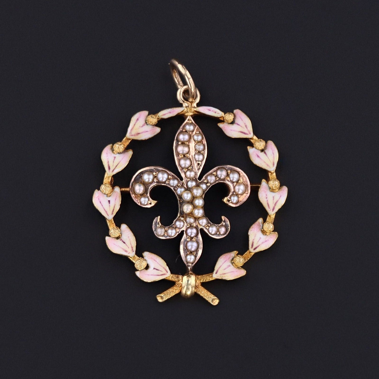 Antique Fleur de Lis Conversion Pendant of 14k Gold - Trademark Antiques