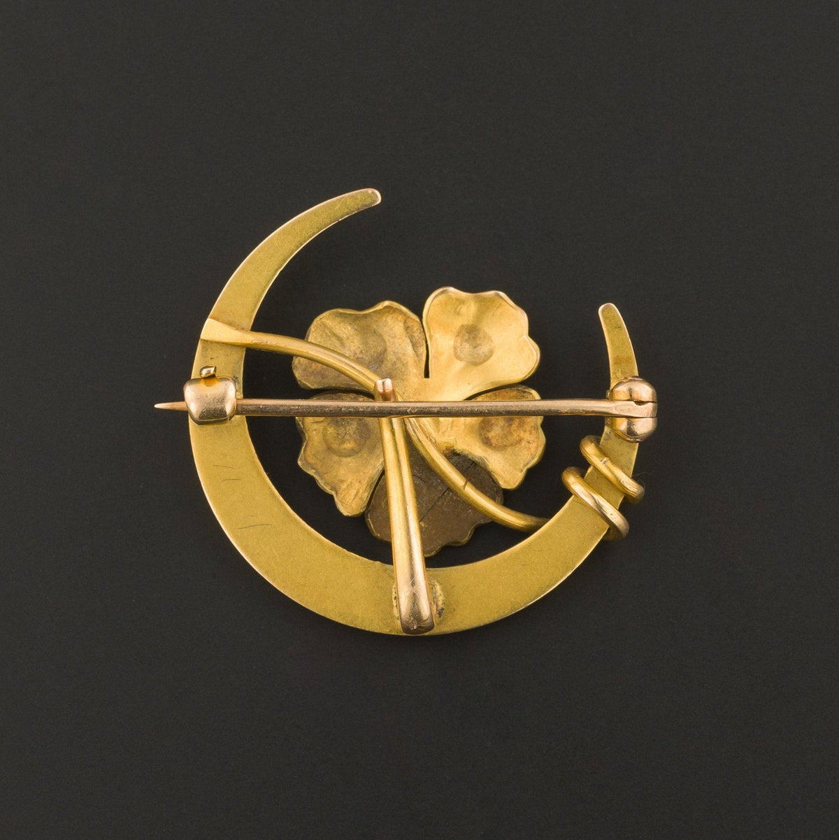 Antique Flower Brooch | 10k Gold &amp; Diamond Brooch - Trademark Antiques