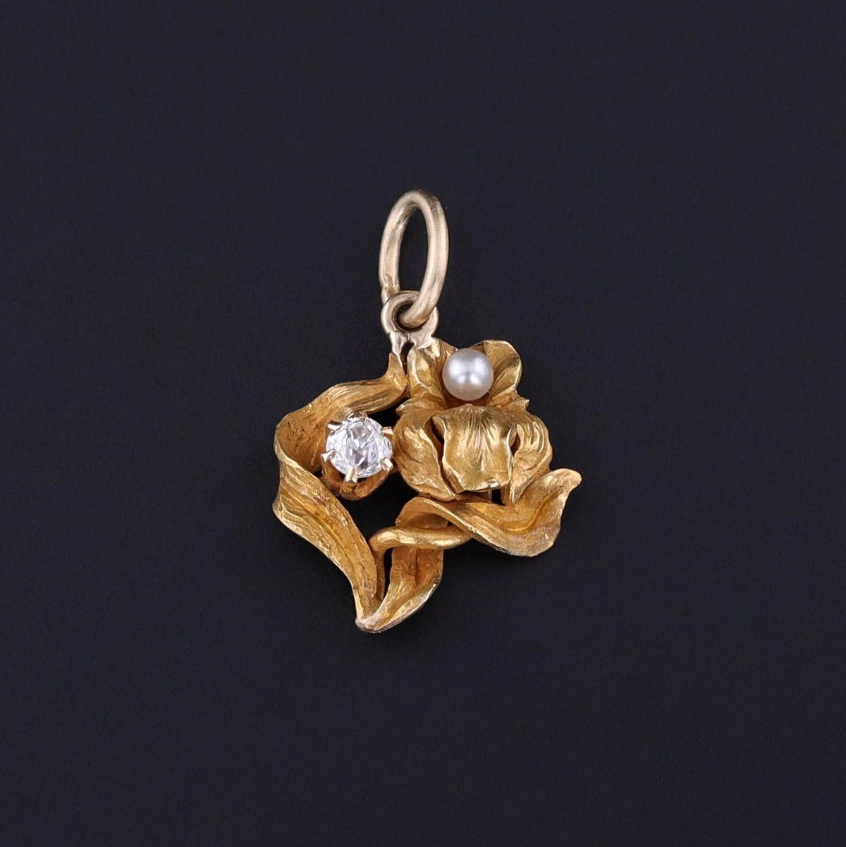 Antique Flower Conversion Charm of 14k Gold - Trademark Antiques