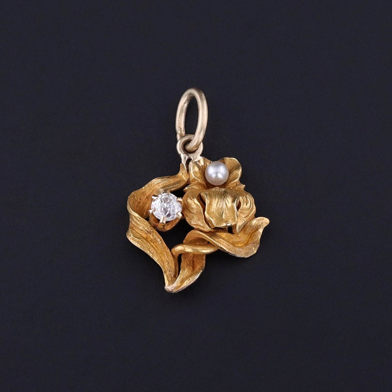 Antique Flower Conversion Charm of 14k Gold - Trademark Antiques