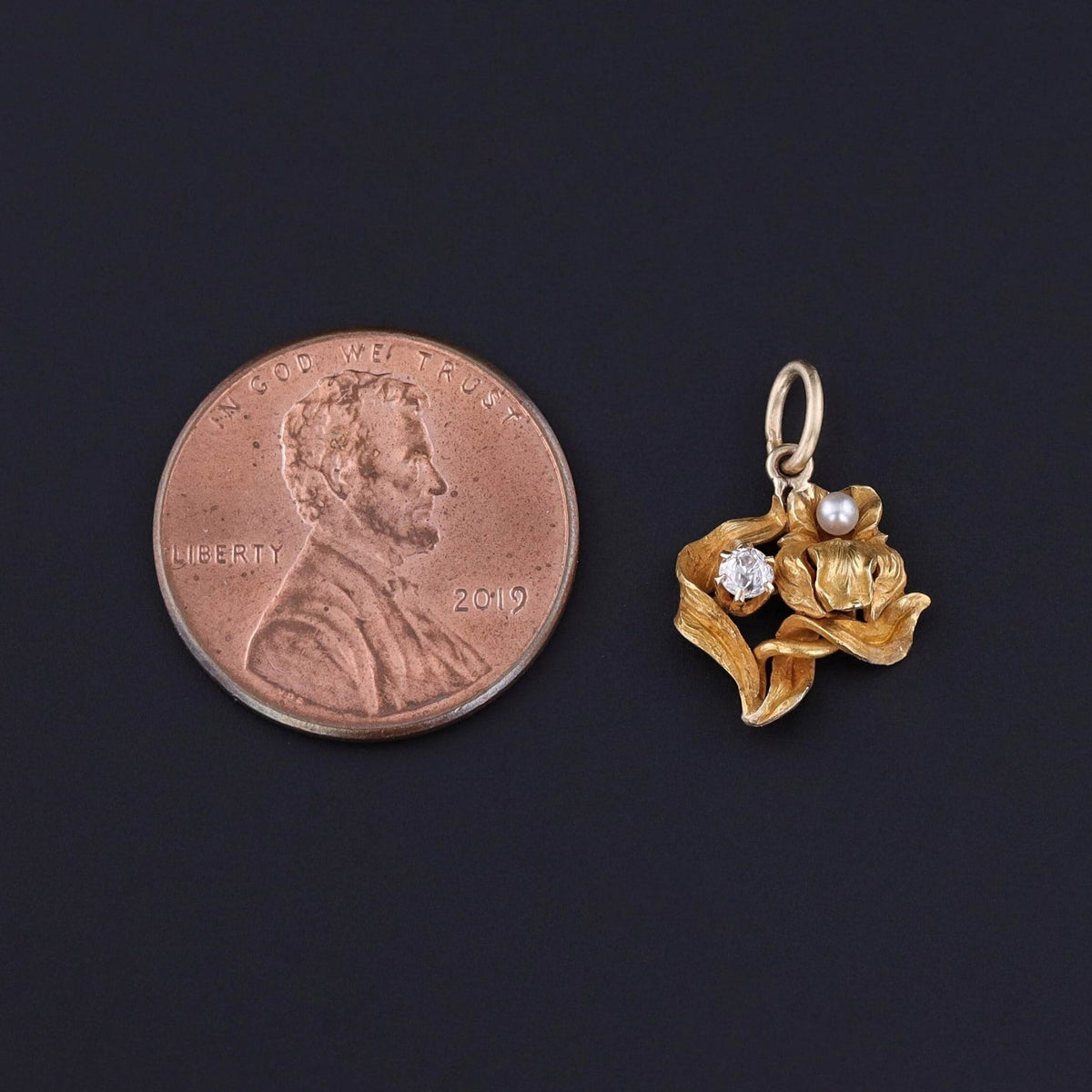Antique Flower Conversion Charm of 14k Gold - Trademark Antiques