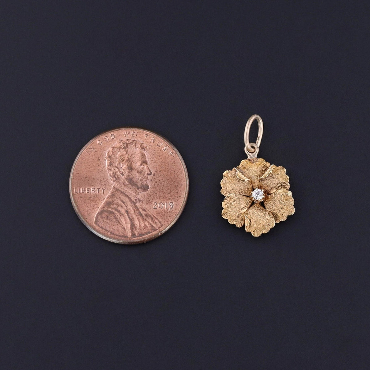 Antique Flower Diamond Charm of 14k Gold - Trademark Antiques