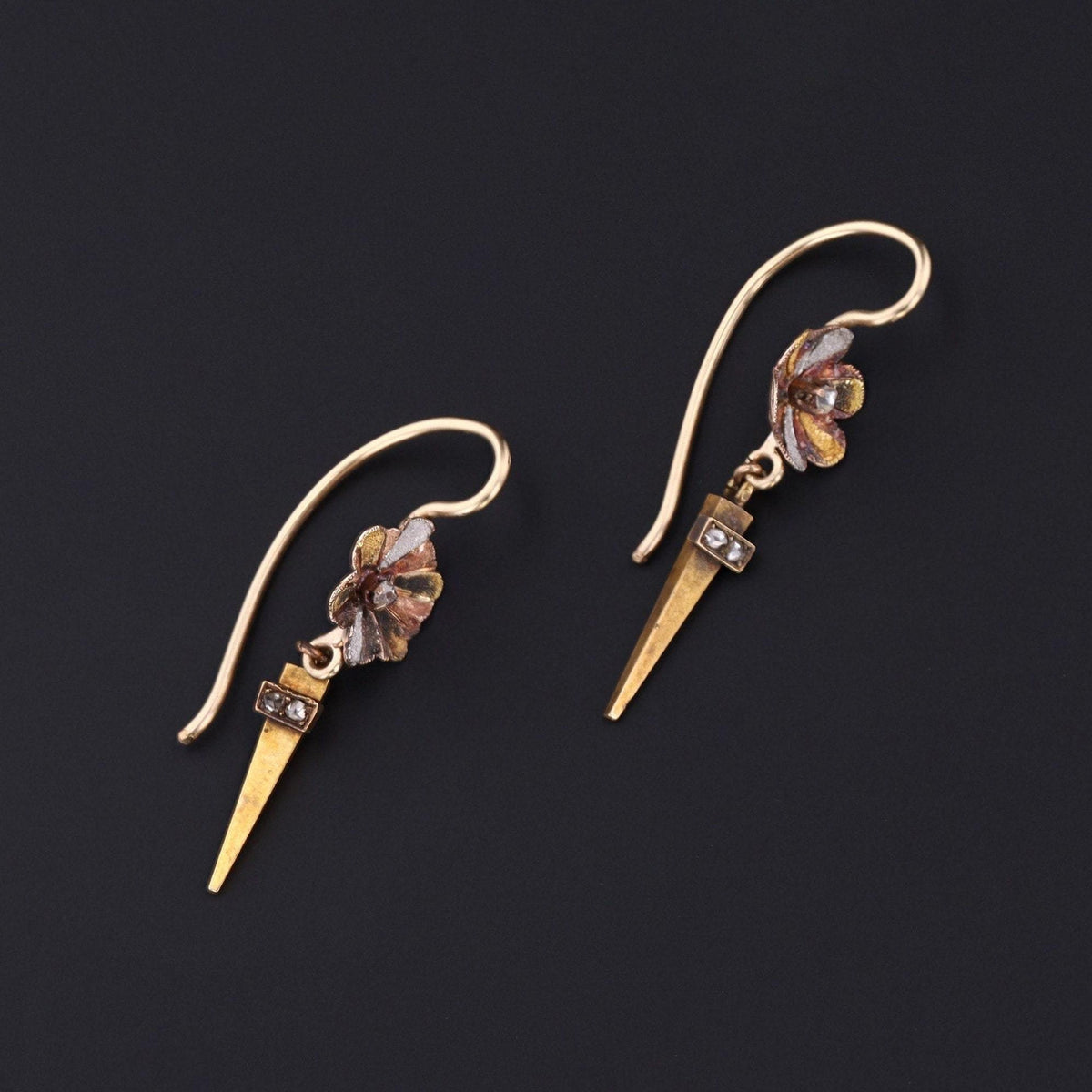 Antique Flower Earrings | Antique Diamond Flower Earrings - Trademark Antiques