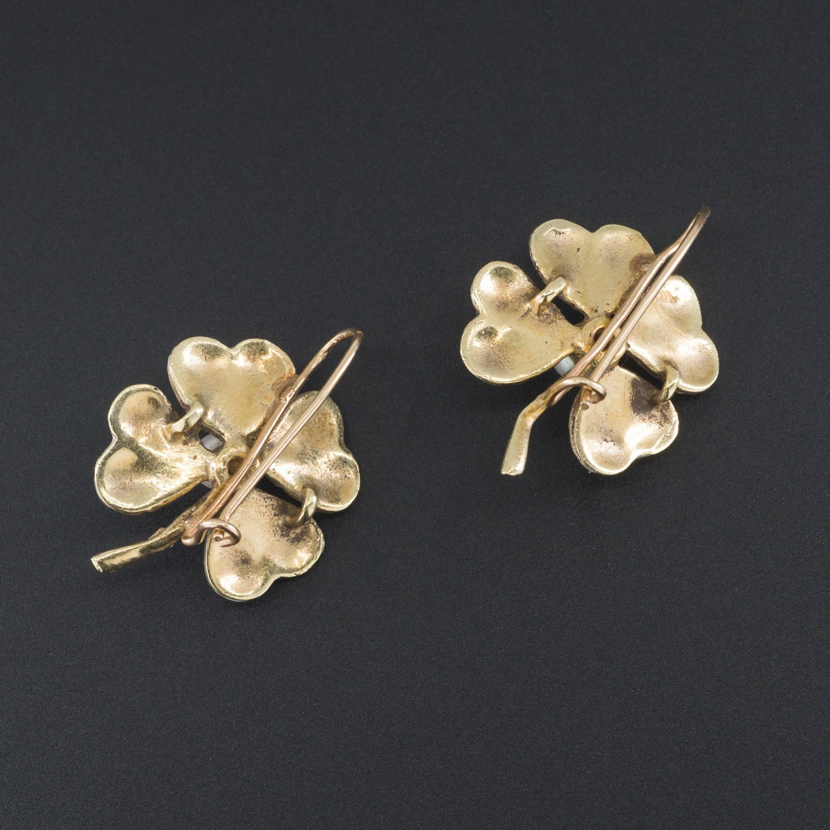 Antique Flower Earrings | Enamel &amp; Pearl Flower Earrings - Trademark Antiques