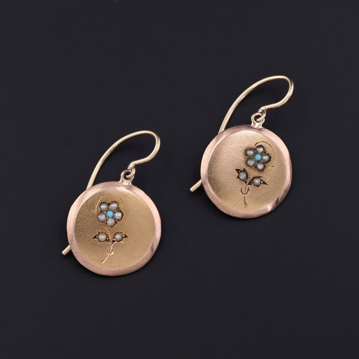 Antique Flower Earrings of 14k Gold - Trademark Antiques