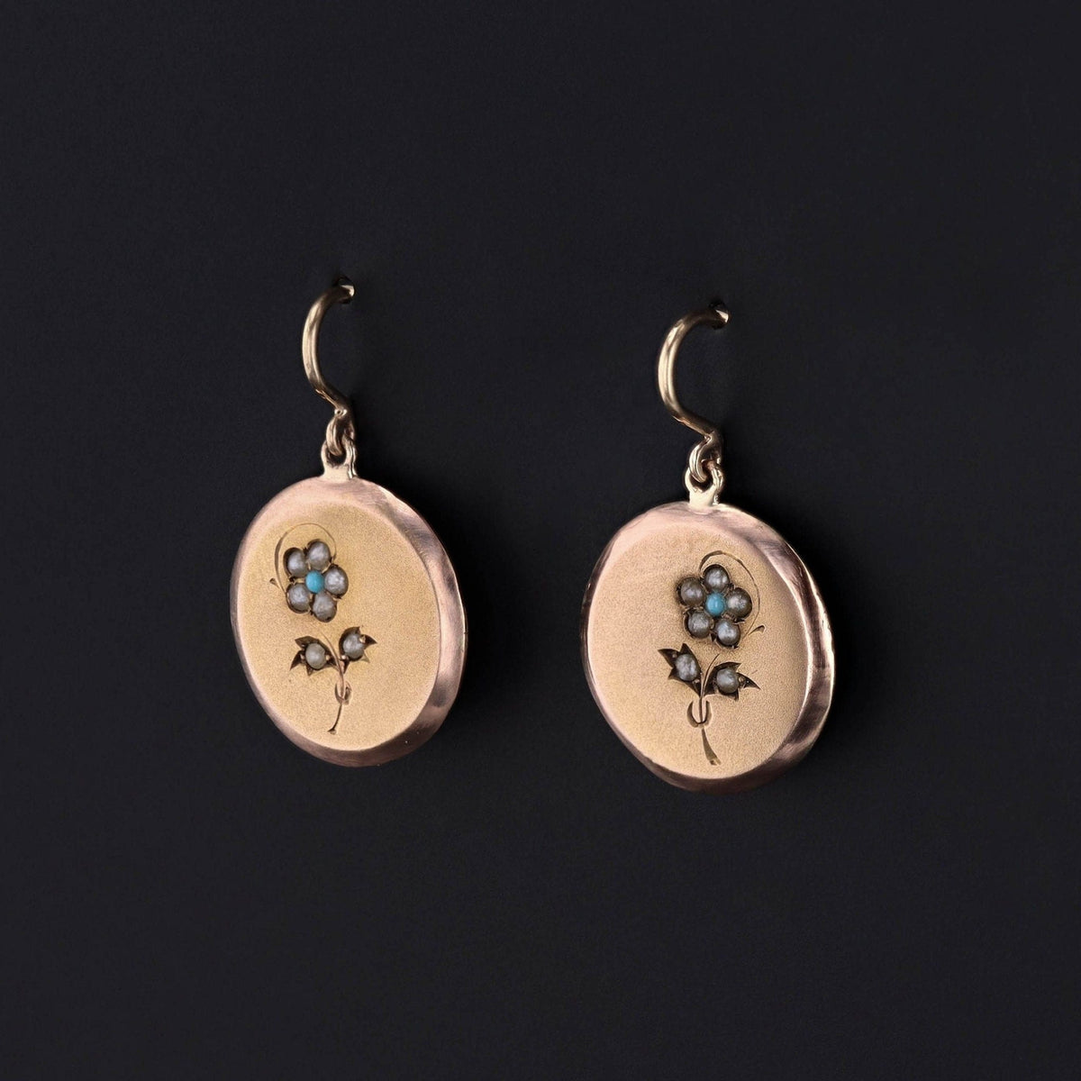 Antique Flower Earrings of 14k Gold - Trademark Antiques