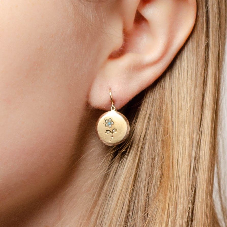 Antique Flower Earrings of 14k Gold - Trademark Antiques