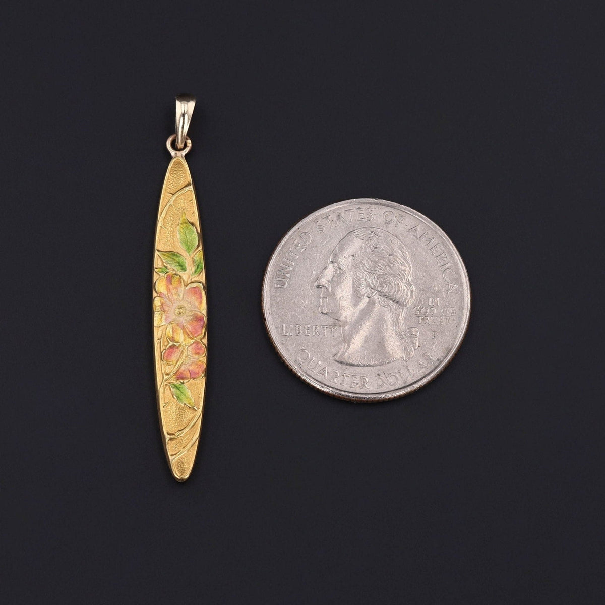 Antique Flower Pendant of 14k Gold and Enamel - Trademark Antiques