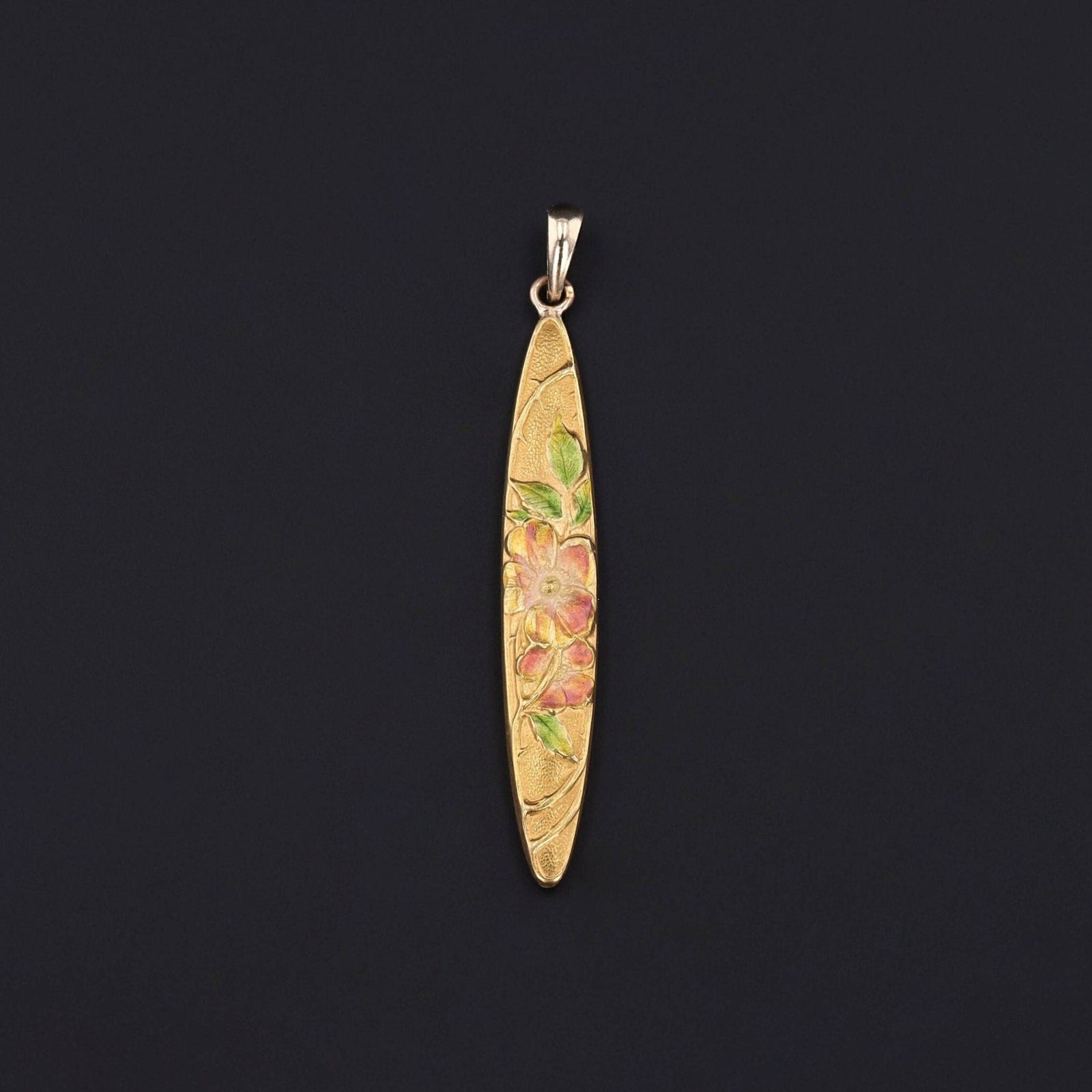Antique Flower Pendant of 14k Gold and Enamel - Trademark Antiques