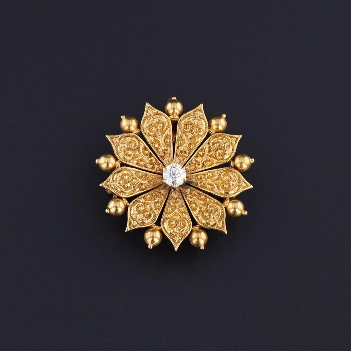 Antique Flower Pendant or Brooch of 14k Gold - Trademark Antiques
