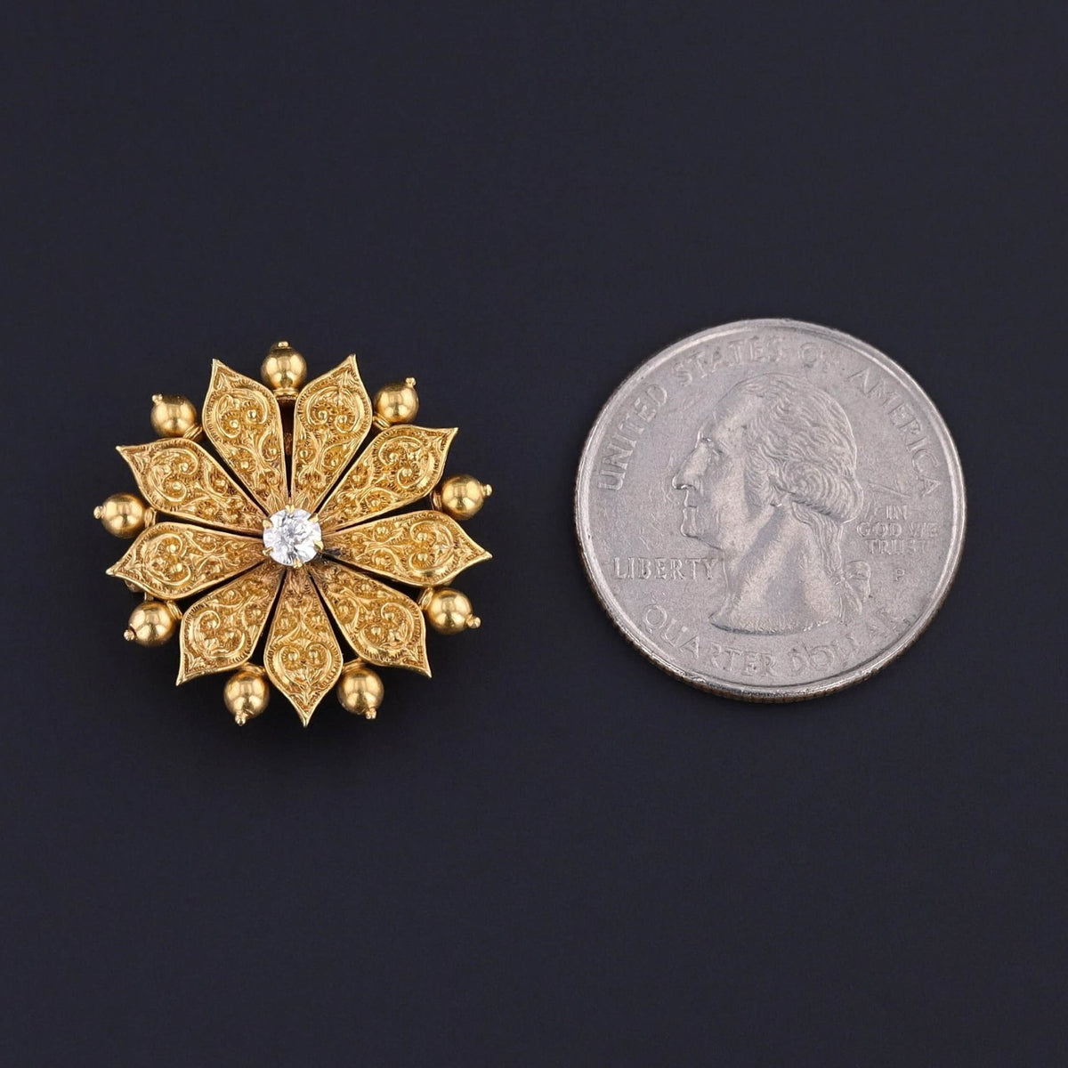 Antique Flower Pendant or Brooch of 14k Gold - Trademark Antiques
