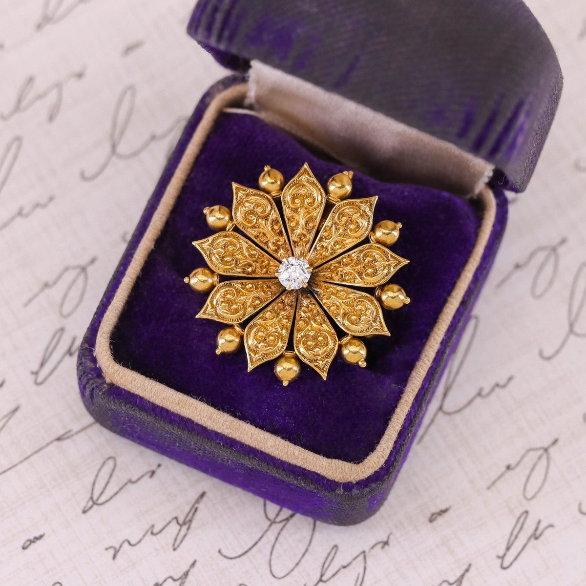 Antique Flower Pendant or Brooch of 14k Gold - Trademark Antiques