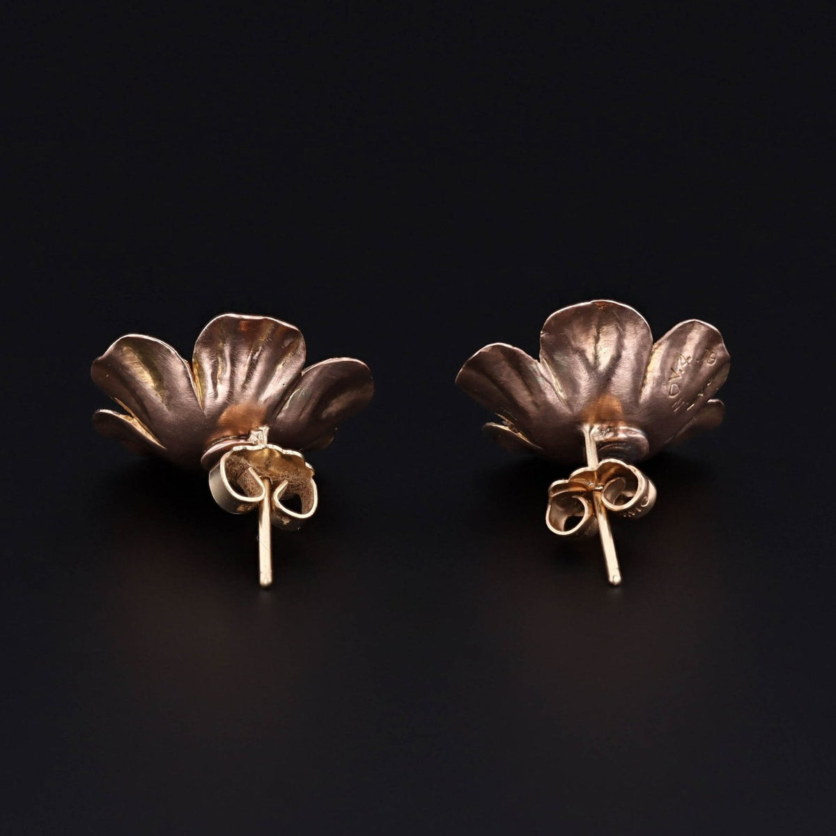 Antique Flower with Diamond Conversion Earrings of 14k Gold - Trademark Antiques