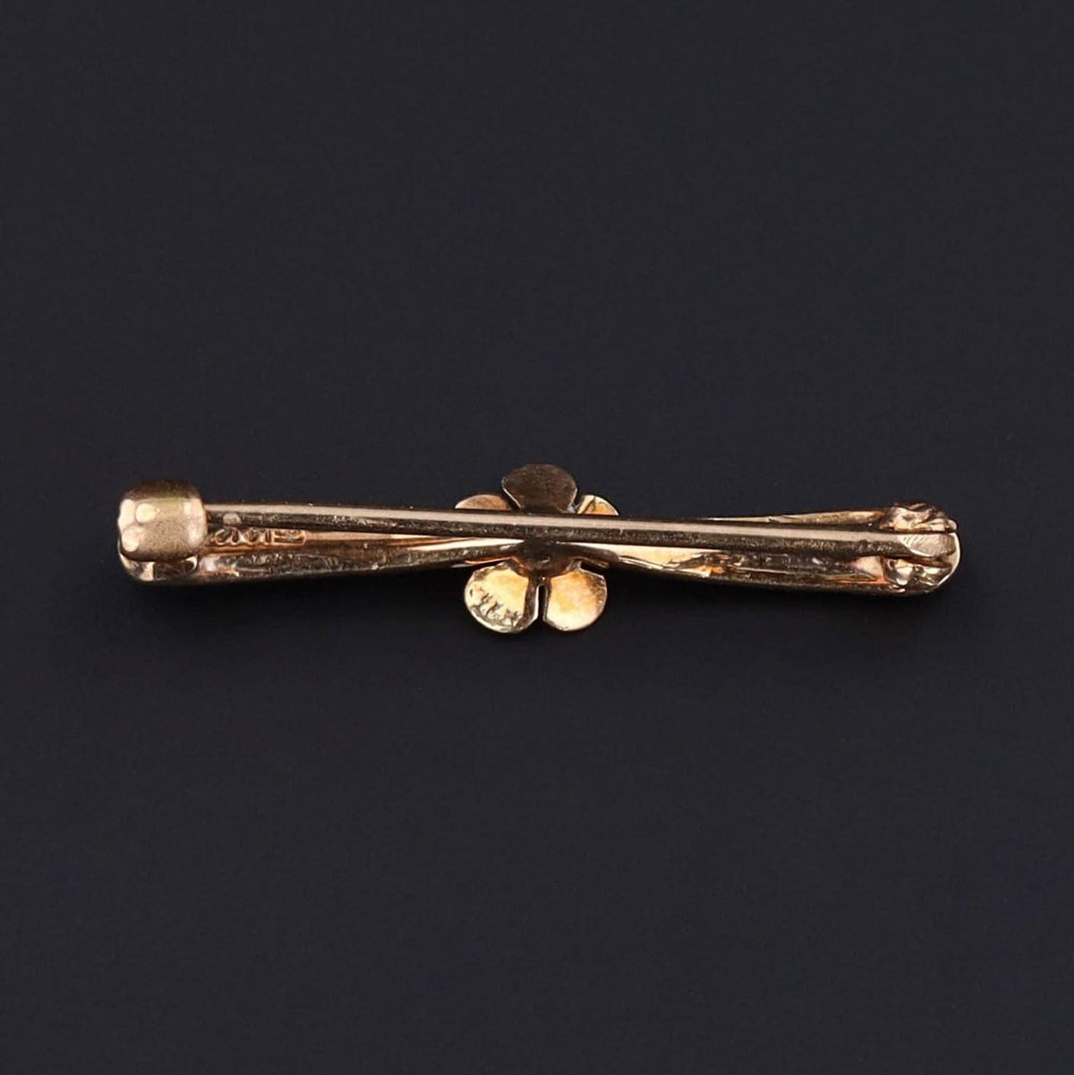Antique Forget - Me - Knot Lace Pin | 14K Gold Pearl &amp; Enamel Pin - Trademark Antiques