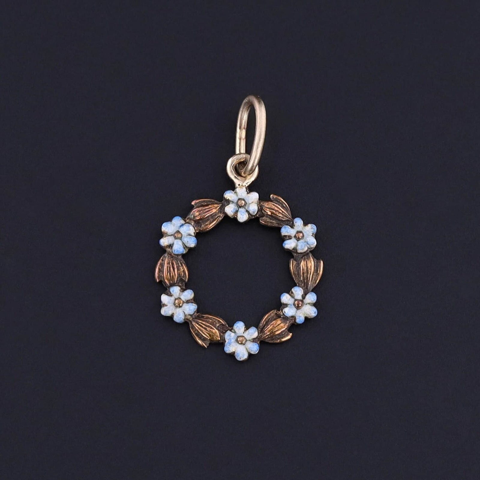 Antique Forget - me - not Charm of 14k Gold - Trademark Antiques