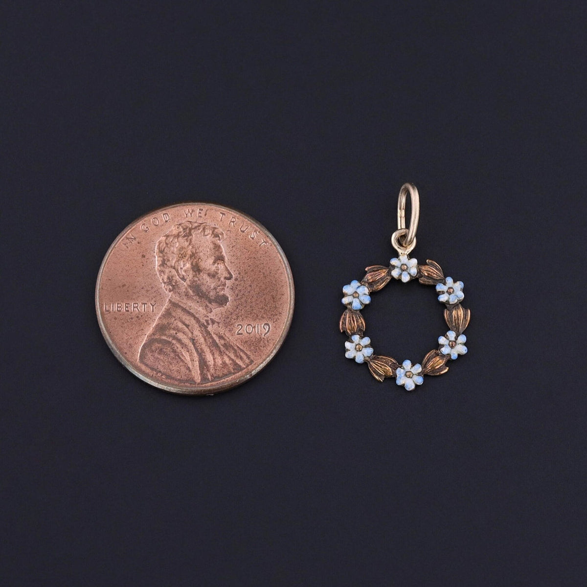Antique Forget - me - not Charm of 14k Gold - Trademark Antiques