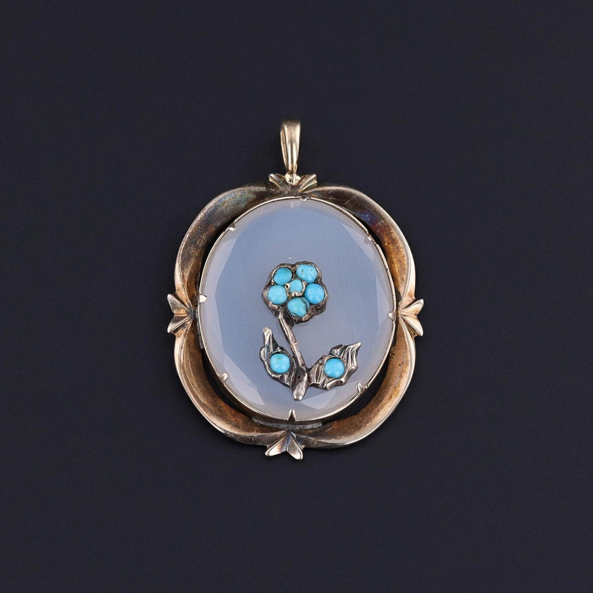 Antique Forget - me - not Conversion Pendant of 10k Gold - Trademark Antiques