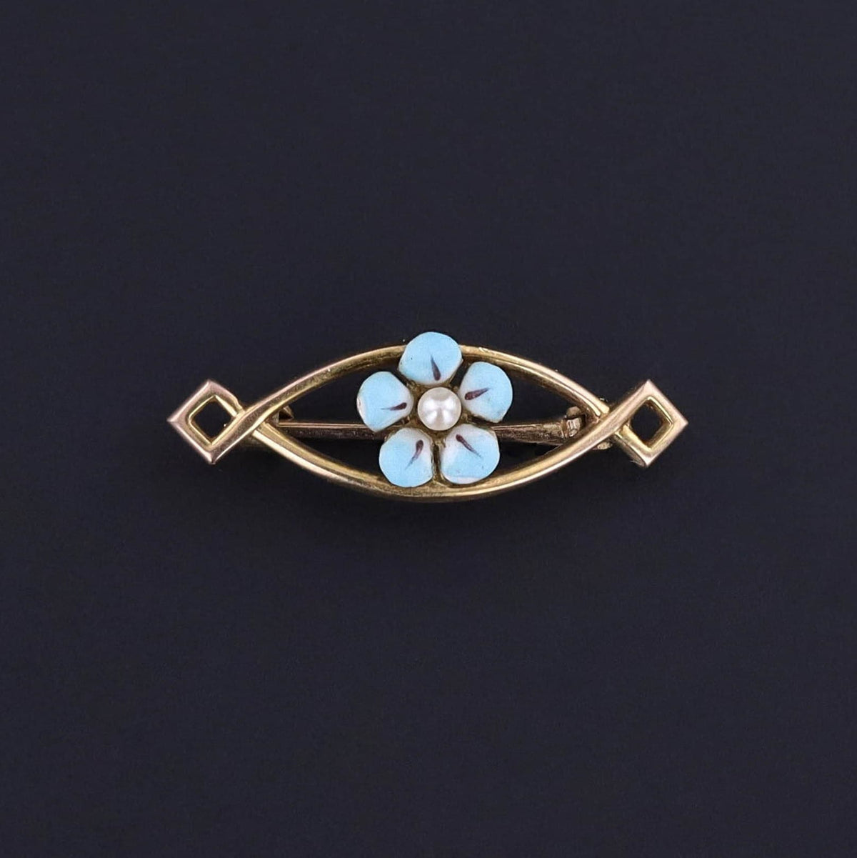 Antique Forget - me - not Lace Pin of 10k Gold - Trademark Antiques