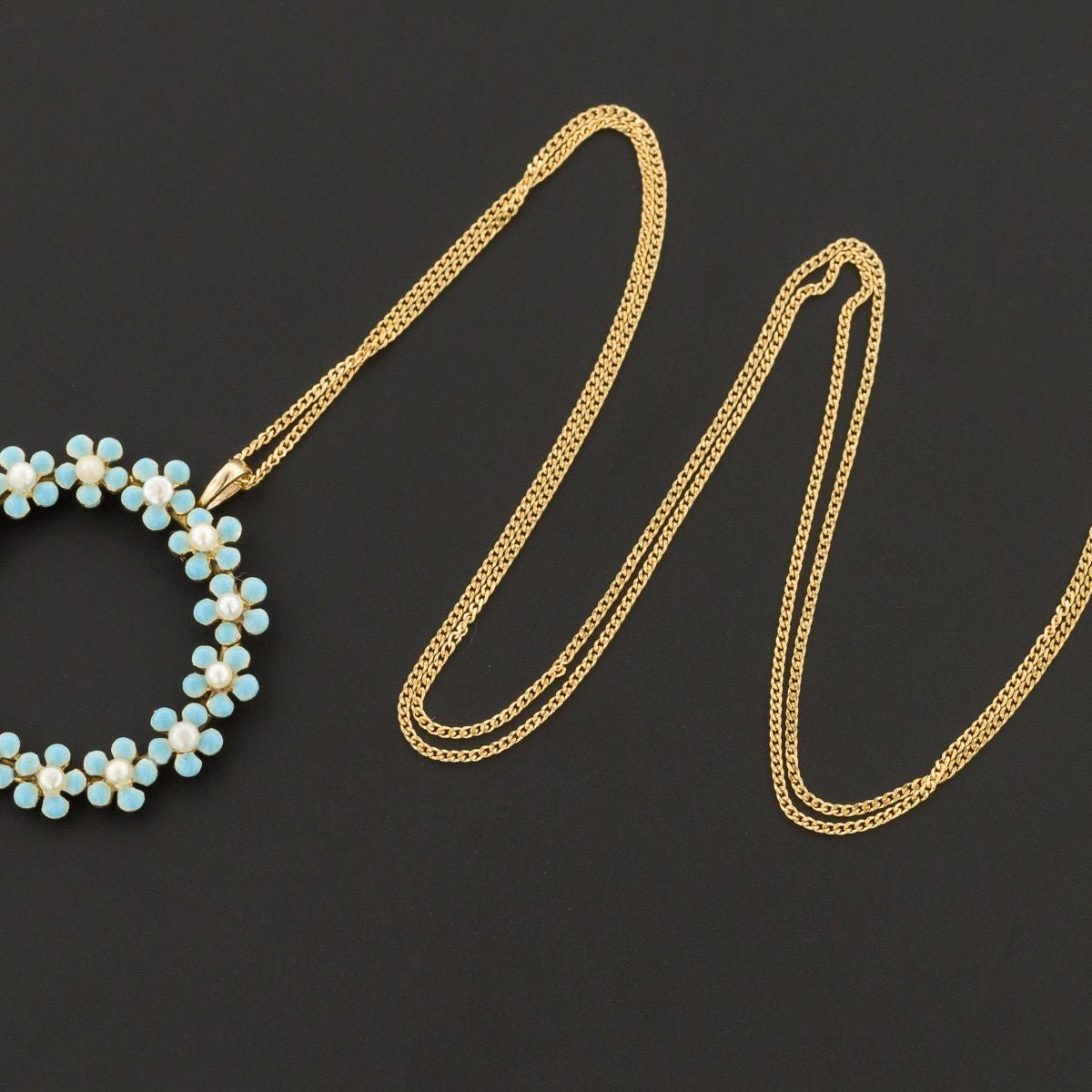 Antique Forget - Me - Not Pendant | 14k Gold Pendant on Optional 18k Chain - Trademark Antiques