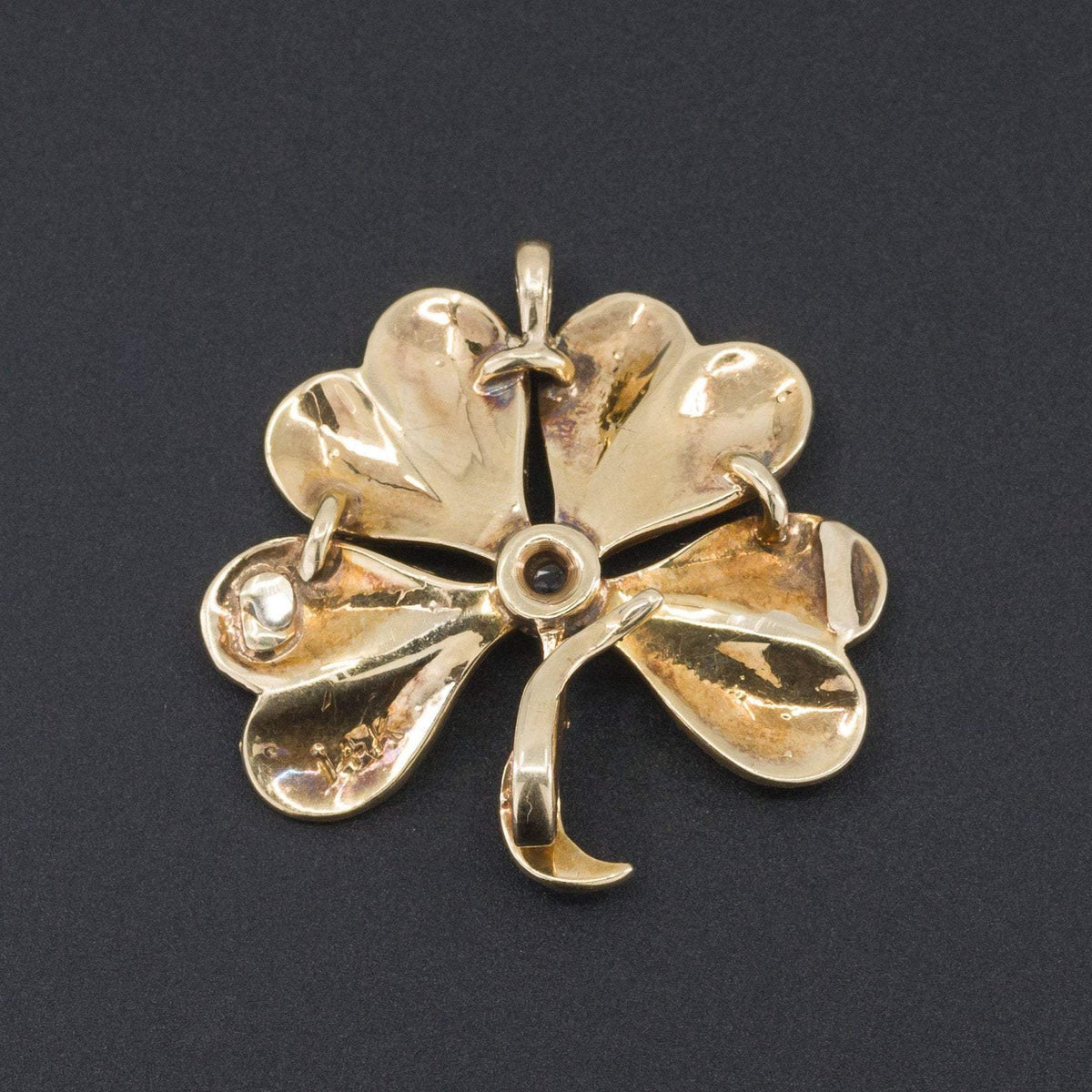 Antique Four Leaf Clover Pendant | Pearl &amp; Diamond Clover Pendant - Trademark Antiques