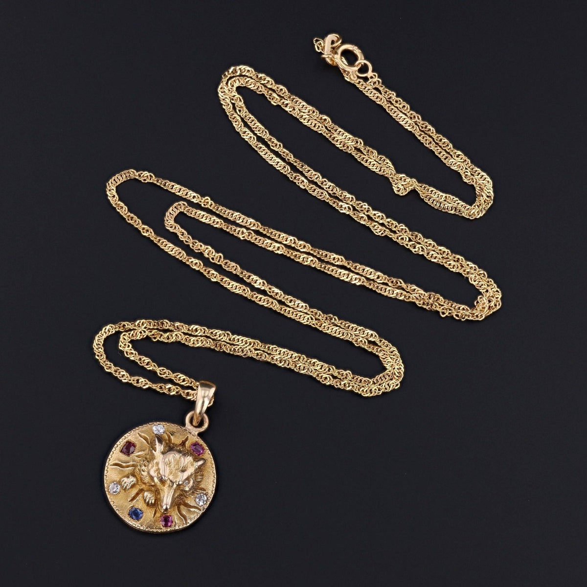 Antique Fox Pendant | Fox with Rubies, Diamonds and Sapphire - Trademark Antiques