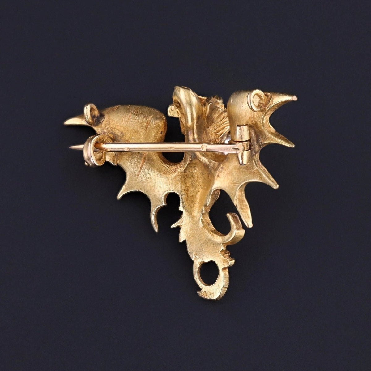 Antique French Art Nouveau Dragon Brooch of 18k Gold - Trademark Antiques