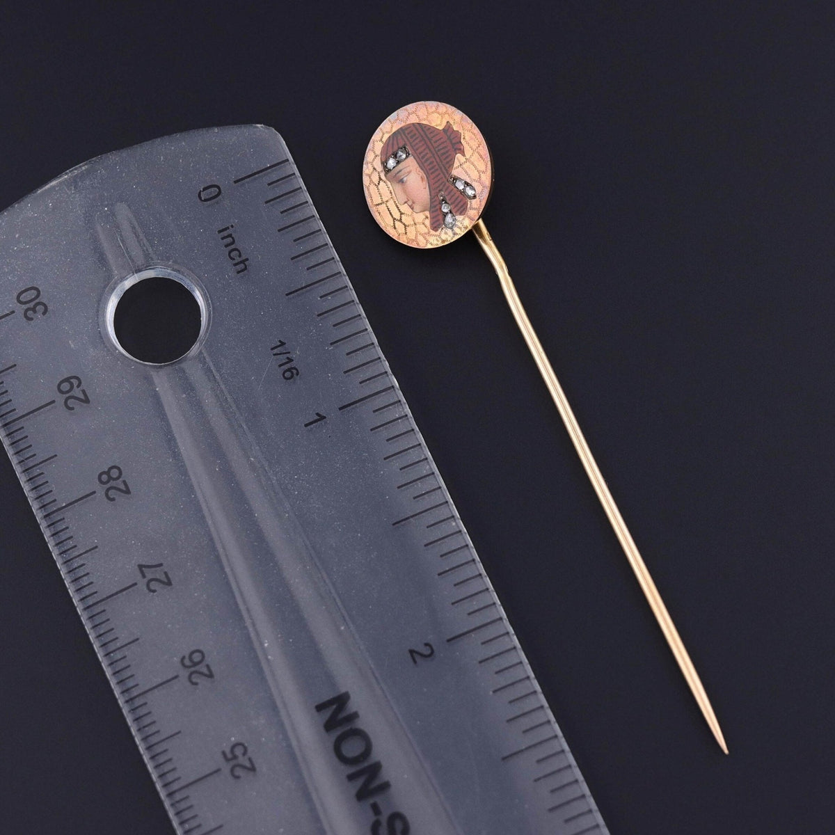 Antique French Enamel Stickpin of 18k Gold - Trademark Antiques