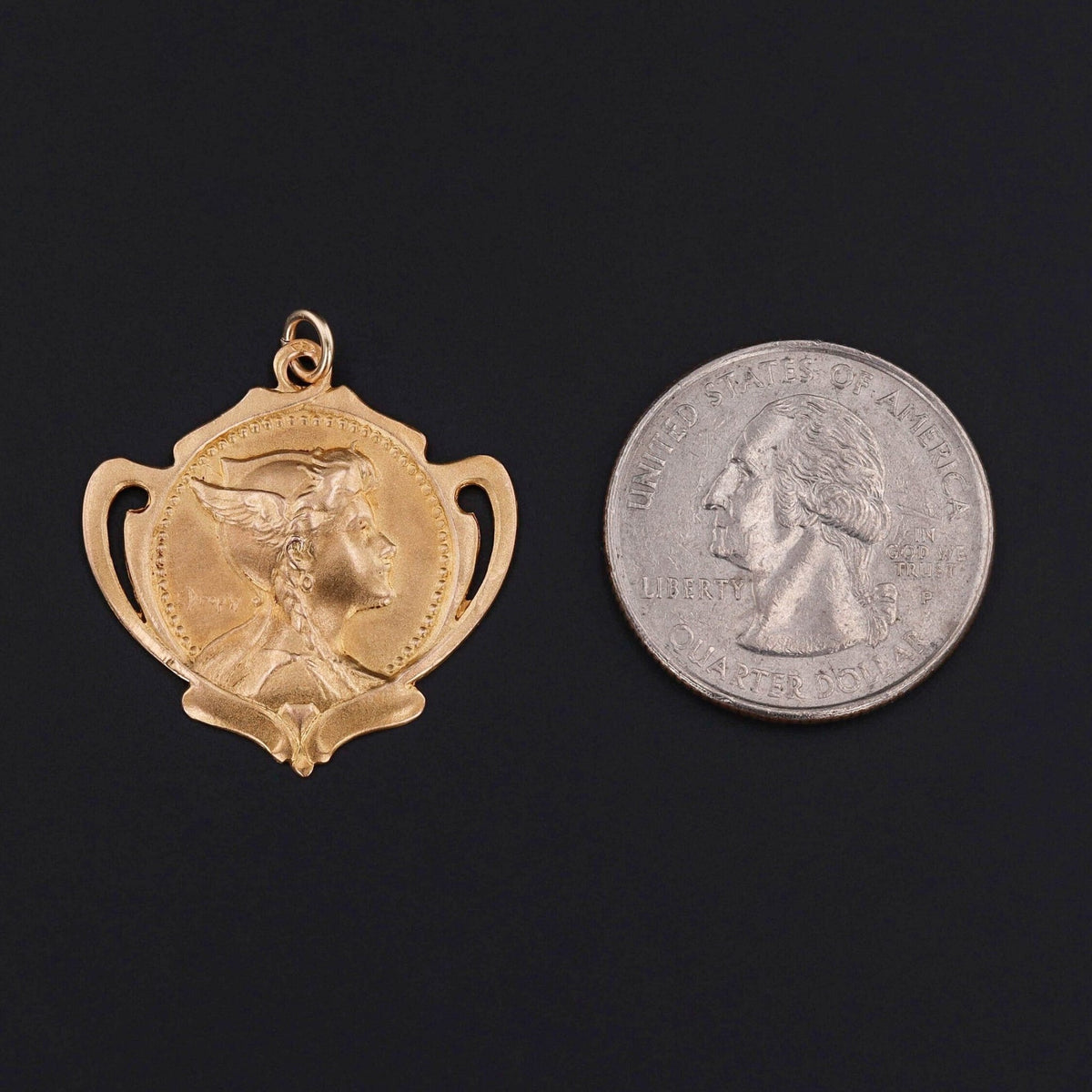 Antique French Gallia Pendant in 18k Gold by Emile Dropsy - Trademark Antiques